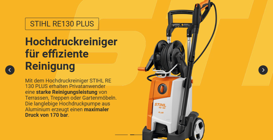STIHL-Hochdruckreiniger-RE130-PLUS Produktbeschreibung STIHL Hochdruckreiniger RE130 PLUS