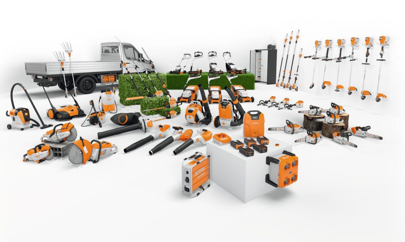 Eine Übersicht der großen Auswahl an Akku-Motorgeräten von STIHL aus dem AllPro und AP-System
